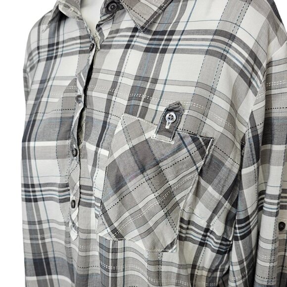 Kuhl Womens Spektra Plaid Top Roll Sleeve Size  Large Tencel - Picture 5 of 9